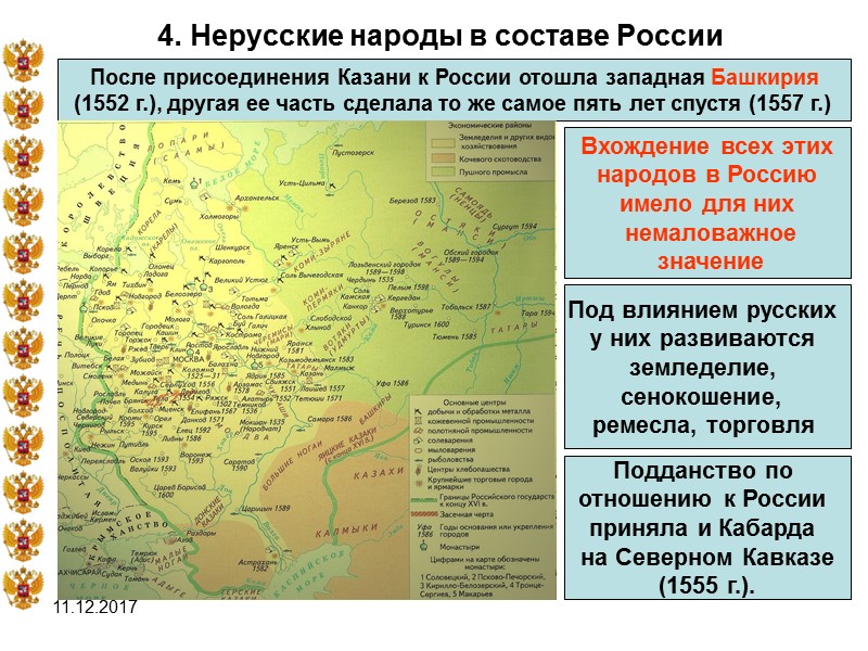 11.12.2017 4. Нерусские народы в составе России После присоединения Казани к России отошла западная